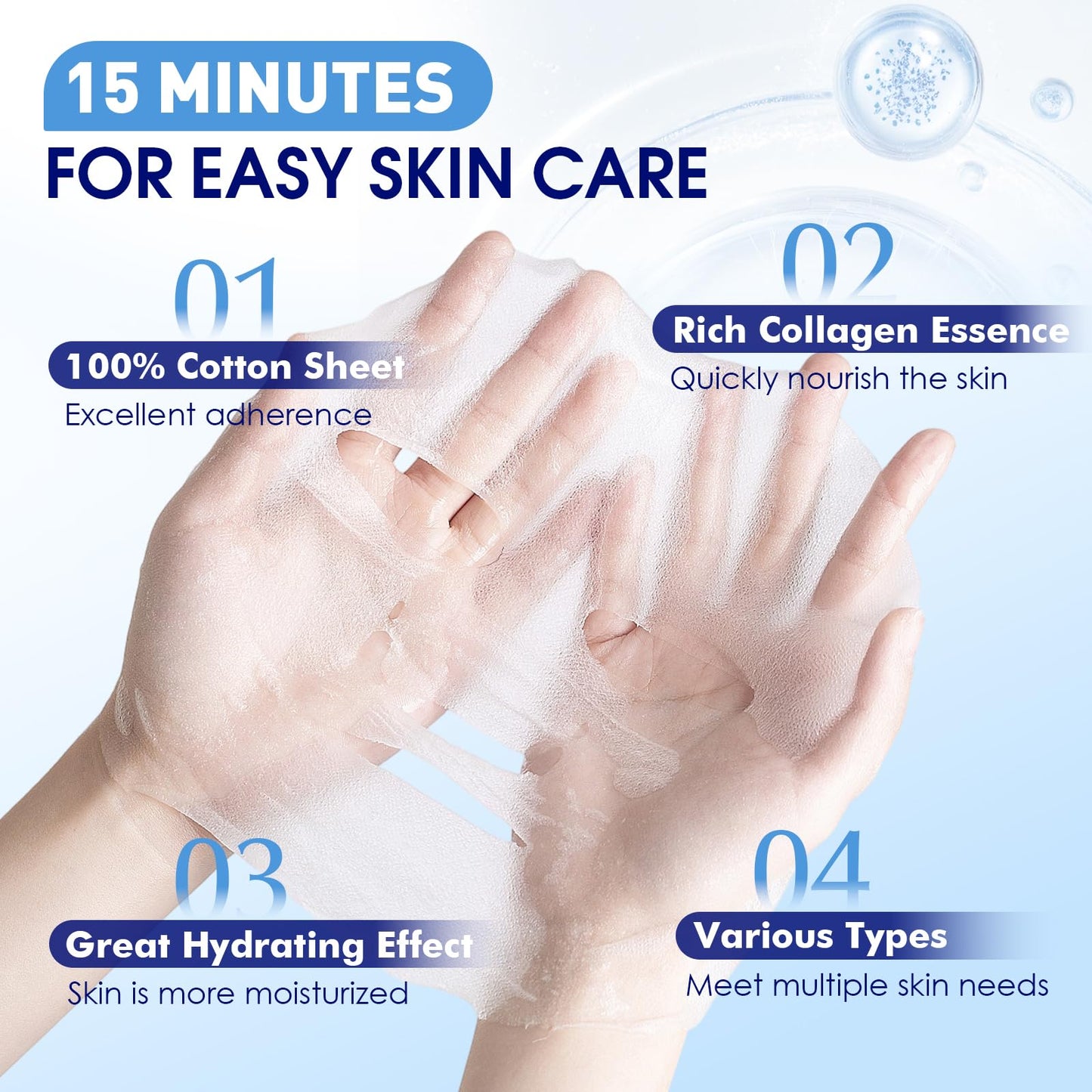 54 Pack Bulk Sheet Face Masks Skincare, Hydrating and Moisturizing Face Mask for All Skin Types, Collagen Facial Masks for Skin Care, Mothers Day Gifts, Teacher Appreciation Gifts (9 Types x 6 Pcs)