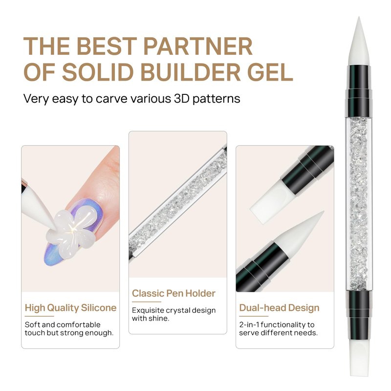 MIZHSE Solid Builder Gel for nails, 3 Colors Sculpting Gel for Nails, Clear White Pink Non-Sticky Hand 3D Nail Art Building Carving Modeling Hard Nail Extension Manicure Salon Home DIY Gift