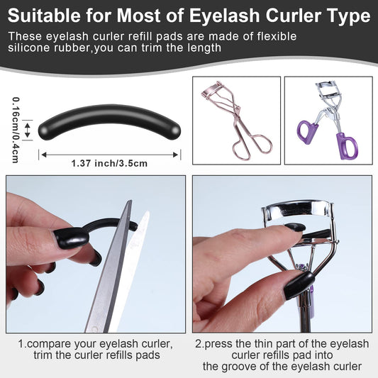 Mudder 80 Pieces Eyelash Curler Refills Eyelash Curler Pads Silicone Rubber Replacement Refills Pads for Universal Eye Lash(Black)