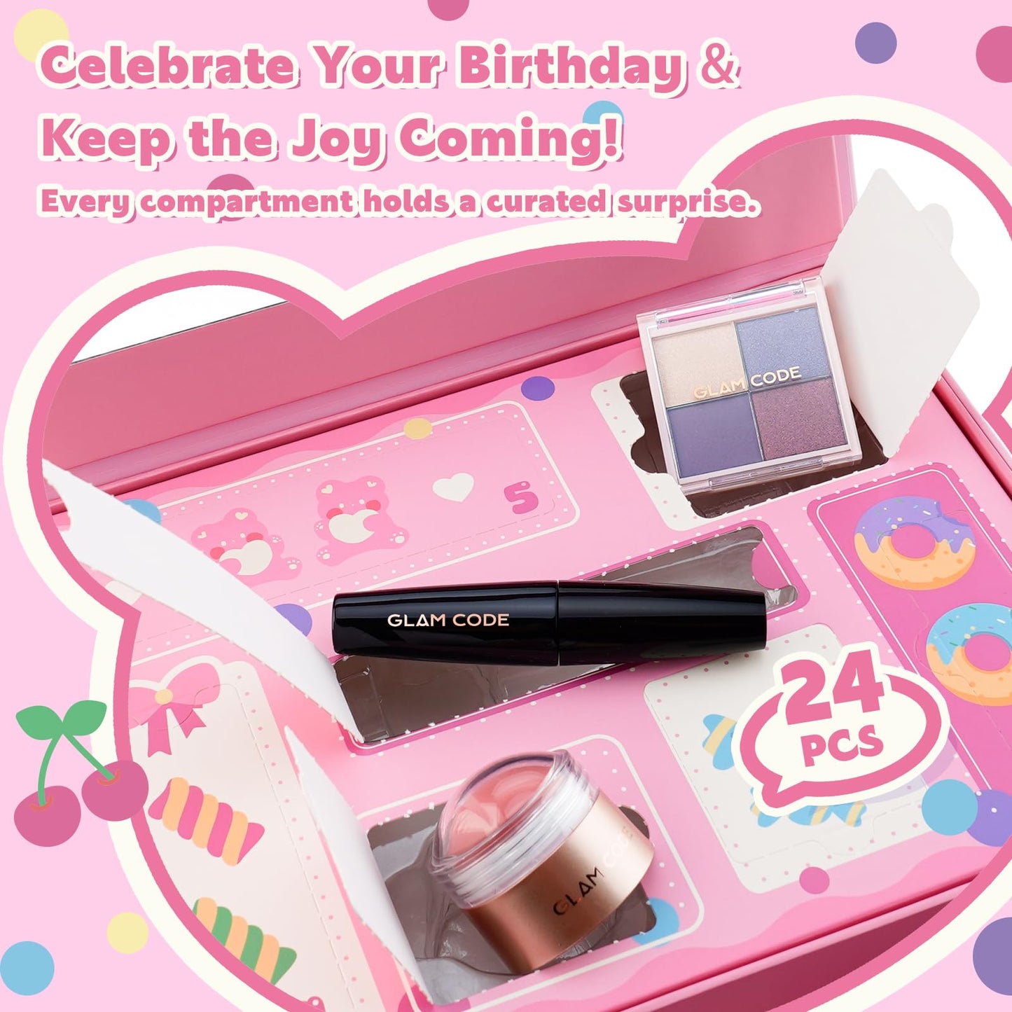 Glam Code Makeup Kit for Girl, Birthday Advent Calendar, Girls Makeup Gift Set for Teens, 24Pcs Makeup Mystery Box for Teenager Girls #Pink