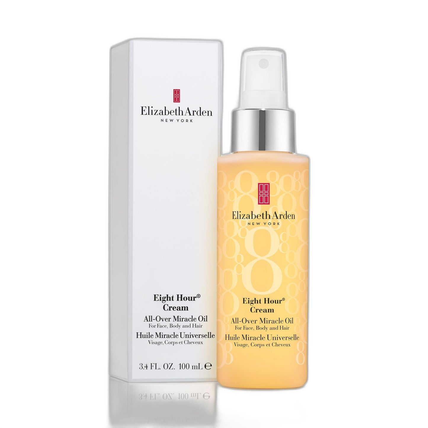 Elizabeth Arden Eight Hour All-Over Miracle Oil, Hydrating Spray Moisturizer for Face, Body & Hair, Vitamin E & Tsubaki Oil, Non-Comedogenic, Lightweight, 3.4 oz