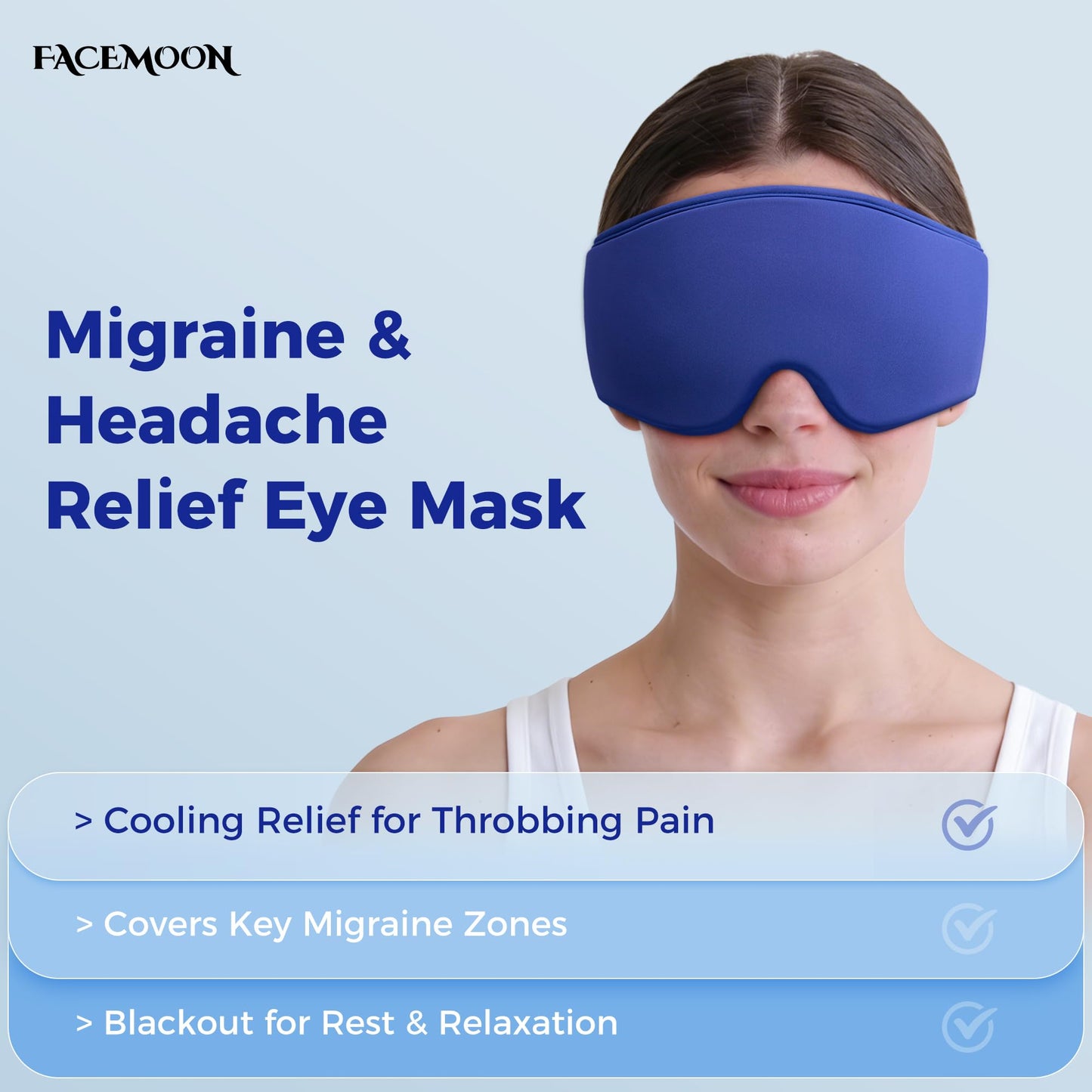 2 Pack Cooling Gel Eye Mask - Puffy Eyes, Dark Circles, Migraine Relief, FSA Eligible, FACEMOON Reusable Sleep Mask for Ice Cold Compress, Long Lasting Comfort for Eye Care, Self Care(Black,Blue)