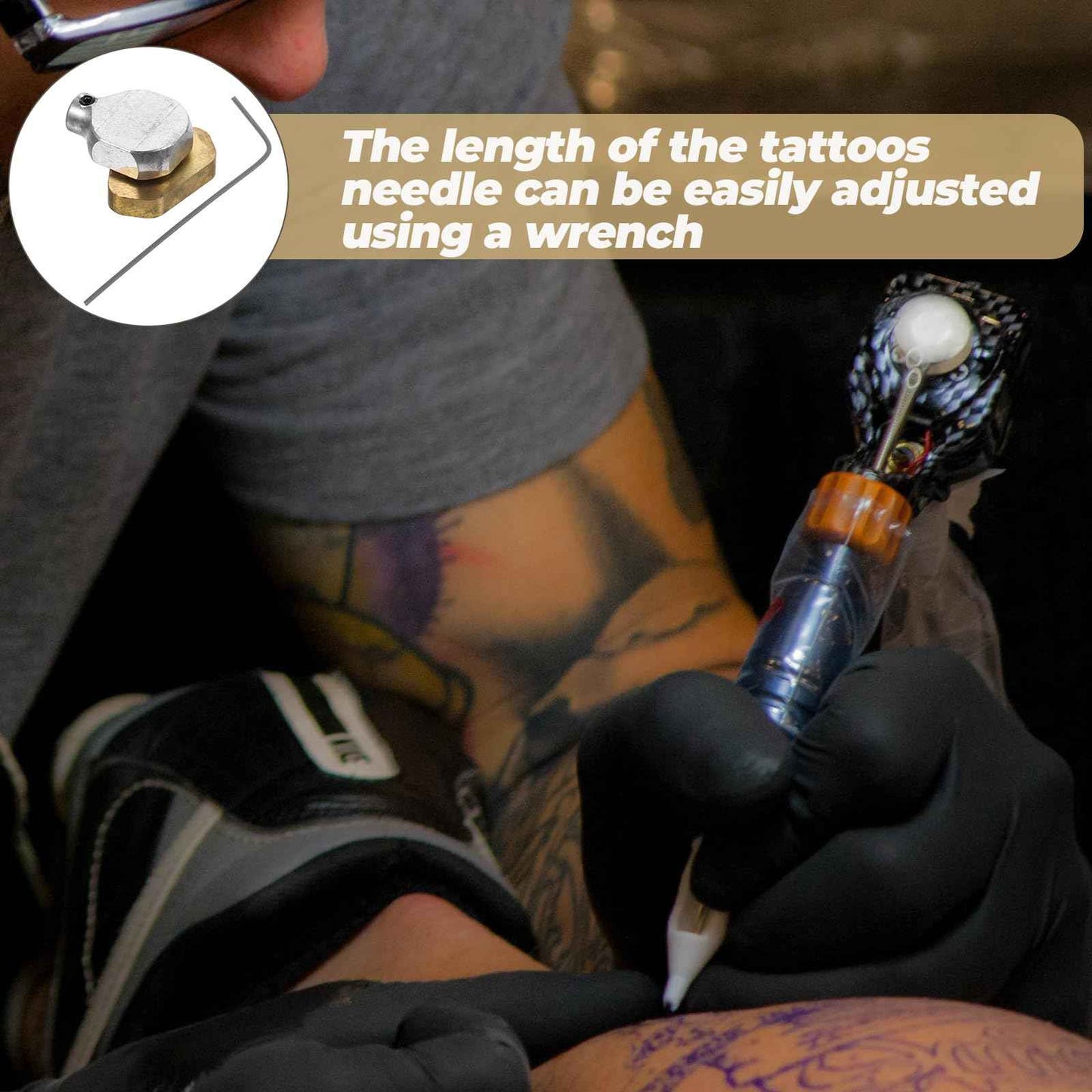 DOITOOL Wheel Bearing 6 pcs Mm Spanner Cam Screw Brass Golden Professional Tattoos Accessories Machines Wheel Wrench Hexagon Parts Alloy Adjustable Hex Rotary Bearing Eccentric Socket with Motor