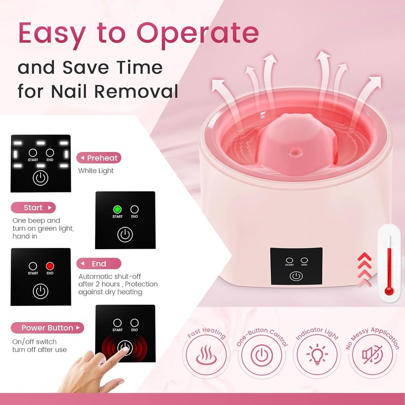Heated Nail Soaking Bowl - 50% Faster Electric Nail Soak for Home Salon | Ideal for Beginners