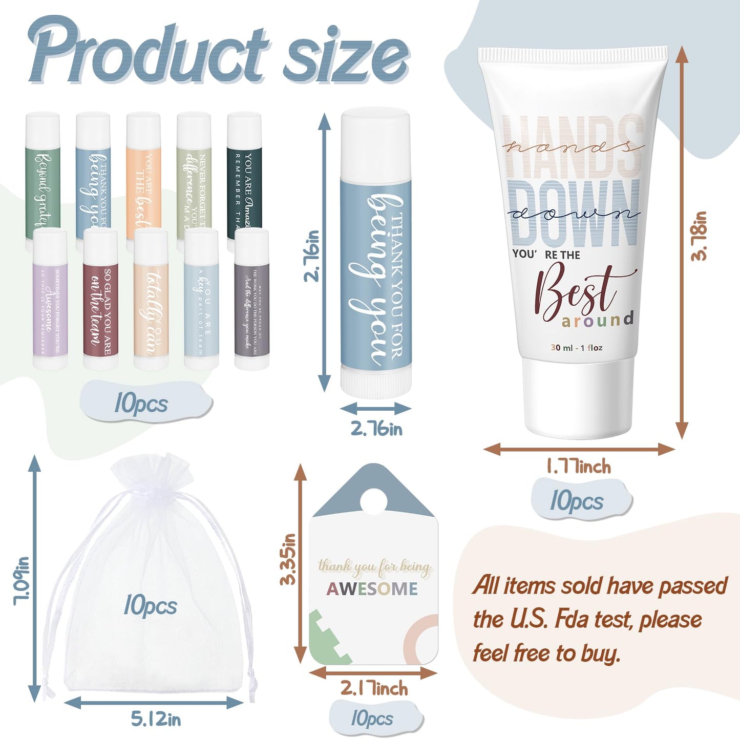 10 Sets CNA Week Thank You Gifts Bulk for Women Inspirational Hand Cream and Lip Balm Set Teacher Appreciation Gifts for Graduation Office Staff Assistant Team Coworker Summer Favor