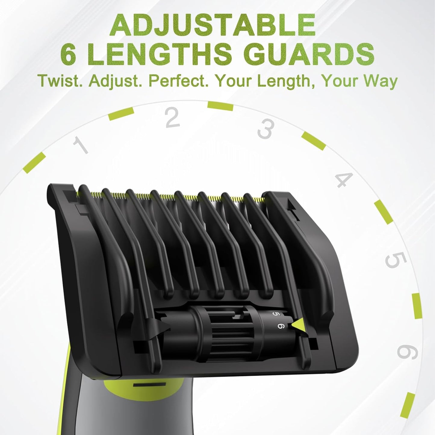 Adjustable 6-in-1 Trimmer Guards | Compatible with QP2520-QP6510 | 6 Length Settings 1-6mm