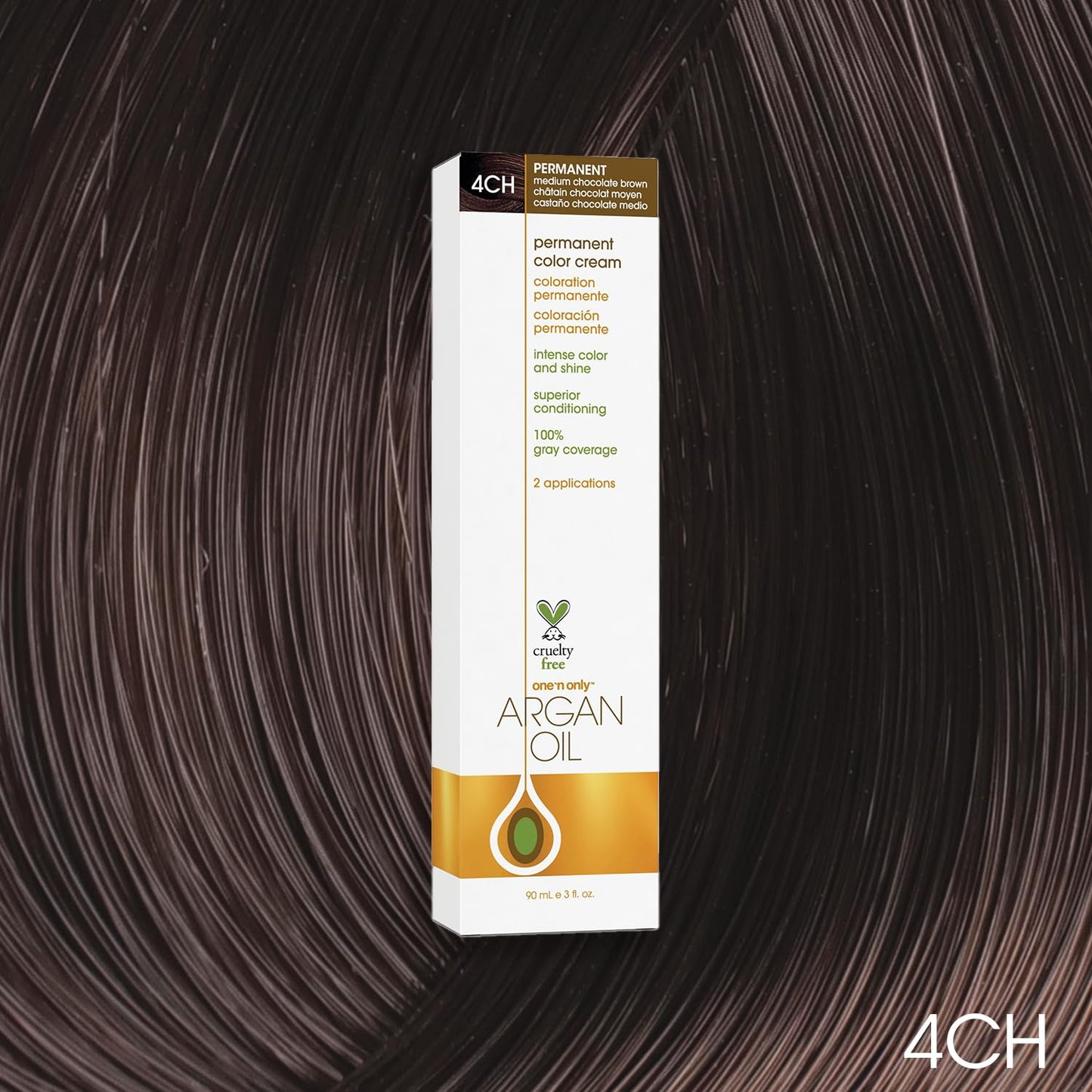 One N' Only Demi Permanent Hair Color - Permanent Hair Dye Made with Argan Oil - Delivers Rich, Accurate Tones with Gray Coverage - Improves Moisture & Elasticity - 4CH Medium Chocolate Brown (3 oz)