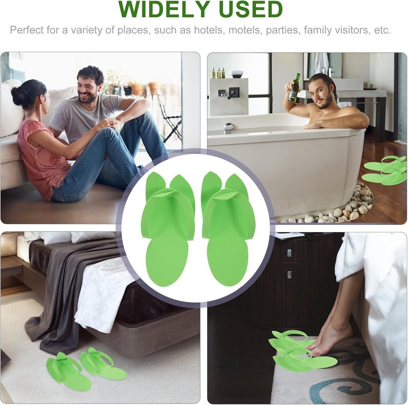 Disposable Pedicure Slippers - 12 Pairs Lightweight EVA Flip-Flops for Spa & Home Use | Comfortable & Stylish