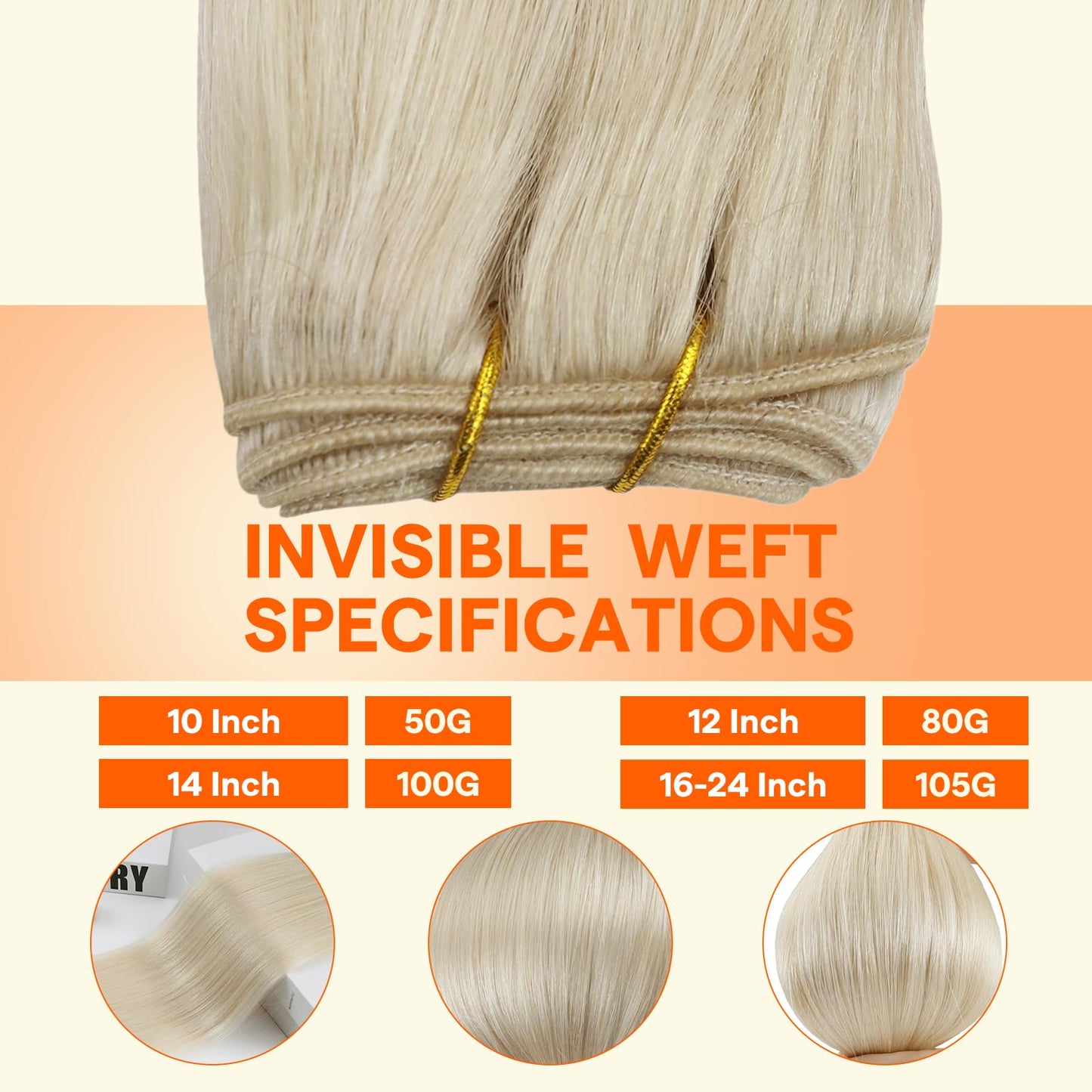 Full Shine Blonde Hair Weft Extensions Sew In Hair Extensions Color Platinum Blonde Hair Extensions Sew In Remy Human Hair Extensions Straight Hair Bundles Weft Human Hair 80G 12 Inch