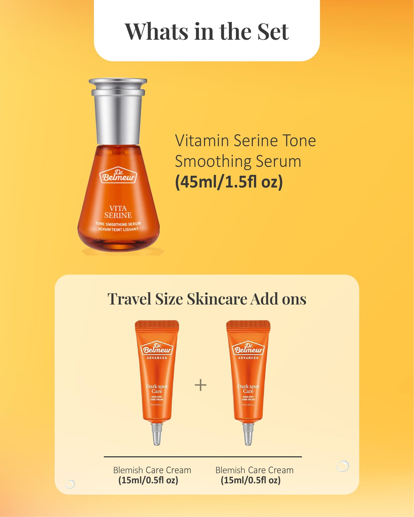 Dr. Belmeur Vitamin Serine (Serum Set, 2.5fl oz, 3 Pieces) - Lightweight Ampoule for Healthy, Clear Complexion. Korean Skincare by LG Beauty. Vitamin C & B3, Provitamin B5