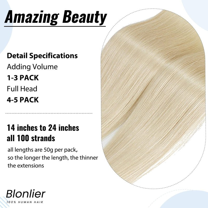 Remy I Tip Remy Human Hair Extensions For Women, 16 Inch Pre Bonded Straight iTip Hair Extensions Platinum Blonde #60 Microlink Extensions Premium Quality Keratin Fusion Stick Hair 50Strands/50G