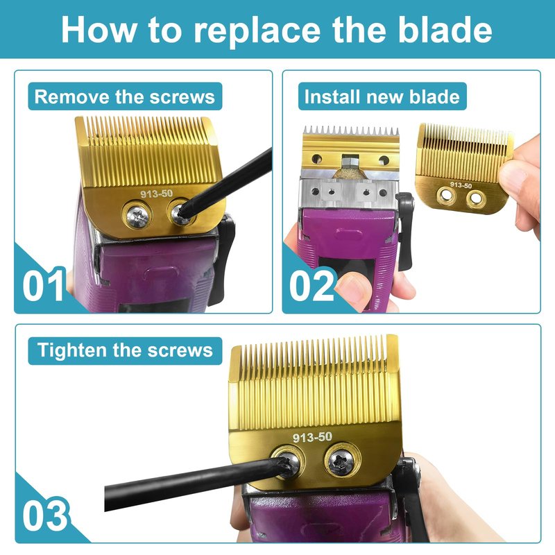 913-50 Adjustable Medium Blade Replacement Trimmer Blade Compatible with oster Finisher Trimmer Model 59 and T-Finisher Trimmer Blades，Golden
