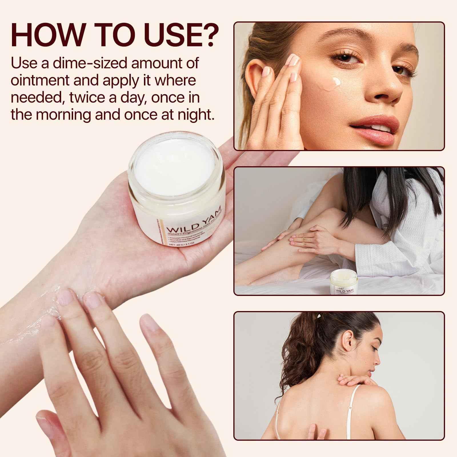 Enriched Wild Yam Cream, Korean Moisturizer Face Cream Anti Aging, Organic Wild Yam Root Cream for Hormone Balance, Estrogen Cream for Women Menopause Face Dryness Relief (2PCS)