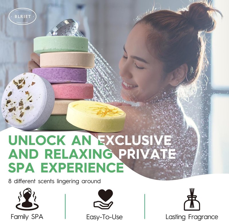 Aromatherapy Shower Steamers - Lavender Essential Oil Shower Bombs | 8-Pack Self-Care Gifts for Women