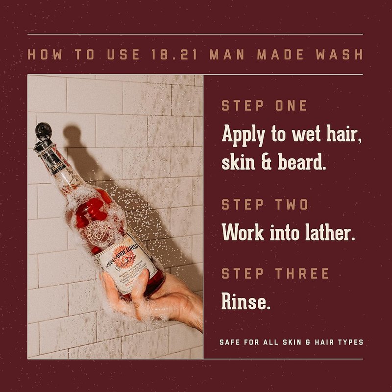 18.21 Man Made Sweet Tobacco & Mahogany 3-in-1 Wash | 18 oz Bundle for All Hair & Skin Types