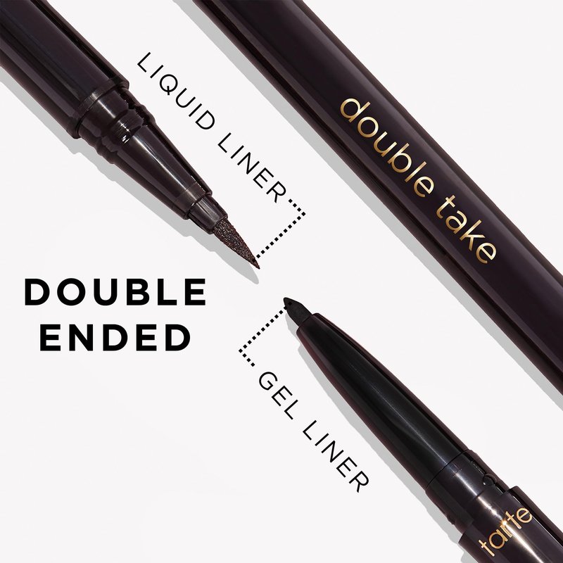 tarte double take eyeliner – 2-in-1 Liquid & Gel Eyeliner for Bold All-Day Wear, Waterproof, Easy to Apply, Vegan, Cruelty-Free, full size, black