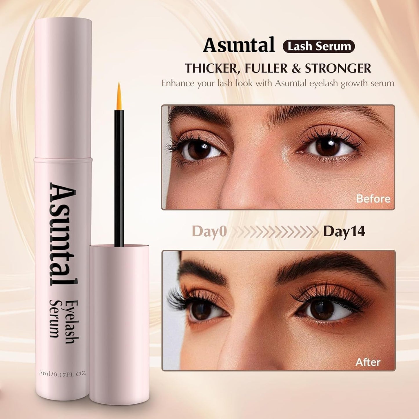 Lash Serum for Eyelash Growth - Advanced Eyelash Growth Serum for Longer, Thicker & Fuller Lashes - Nourishing Vegan Formula, Cruelty-Free for Sensitive Eyes (5ml)