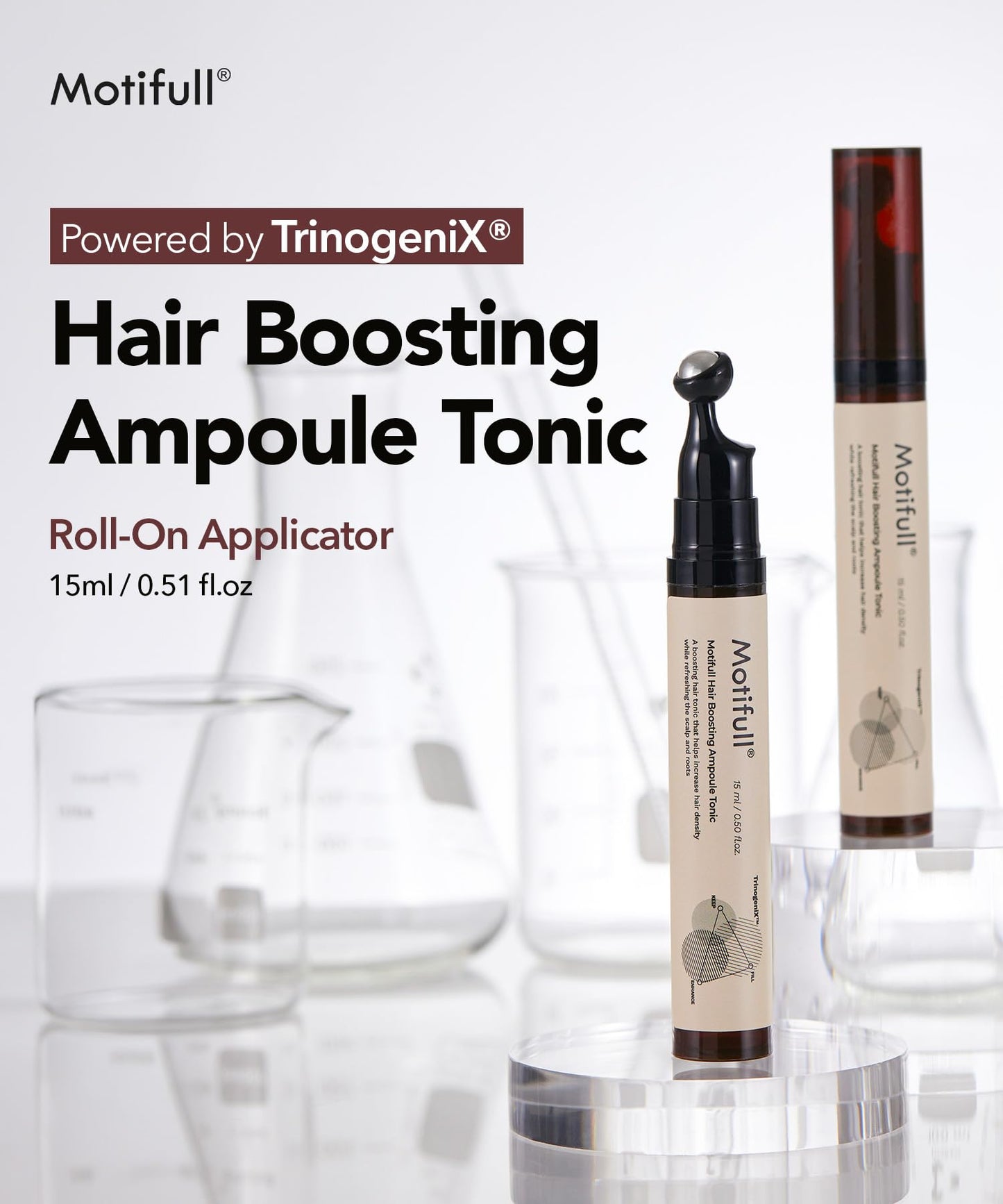 Motifull Hair Boosting Ampoule Tonic | Scalp Serum for Fine & Thinning-Looking Hair | Lightweight TrinogeniX Formula for Women & Men (0.51 fl. oz.)