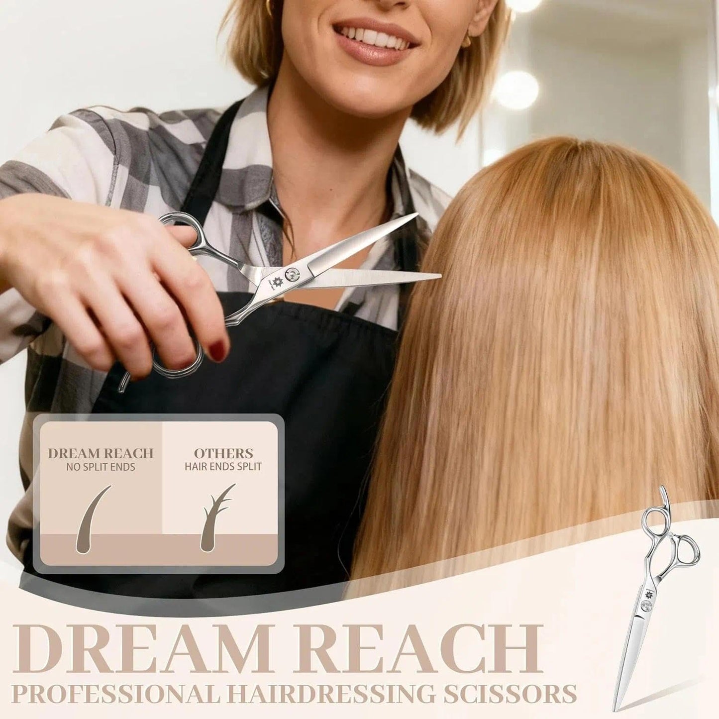 Dream Reach Hair Cutting Scissors - Professional Barber Shears 440C Steel