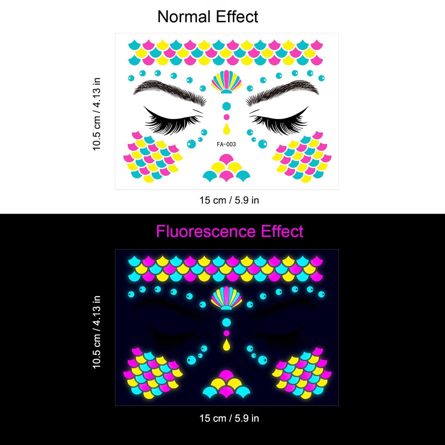 Neon Face Tattoos Glow in The Dark Temporary Tattoos,UV Blacklight Tattoos Stickers Body Face Flowers Butterfly Tattoo for Glow Party Makeup Supplies Favors