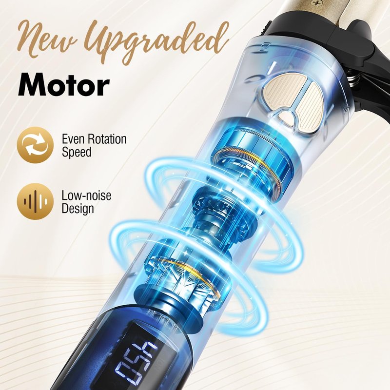 Rotating Curling Iron, 3 in 1 Automatic Curling Iron Set with Interchangeable Barrel 3/4, 1, 1 1/4 Inch, Instant Heat Dual Voltage Curling Wand for Lasting Beach Waves, Gold
