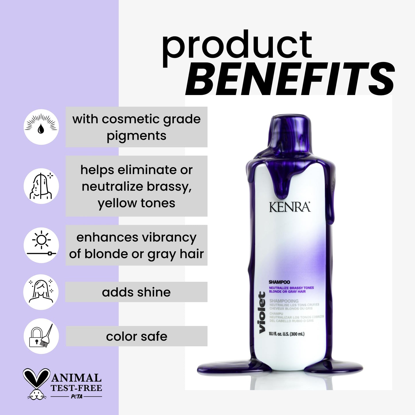Kenra Violet Shampoo & Conditioner Set | Eliminates Brassy Tones | Purple Pigment + Deposit | Neutralizes Yellow | Moisturizes Processed Hair | Enhances Vibrancy of Blonde or Gray Hair | Liter Duo