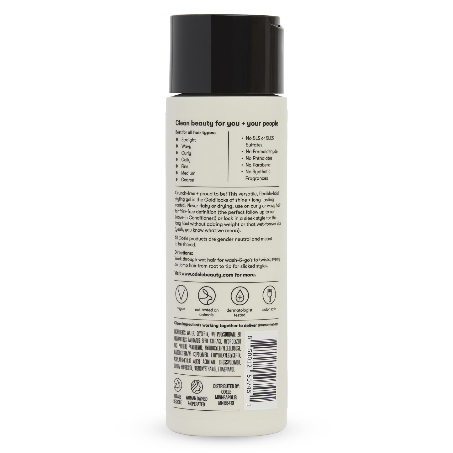 Odele Flex Hair Gel, Flexible Hold Styling Gel with Plant Proteins for All Hair Types + Textures, 8 Fl Oz