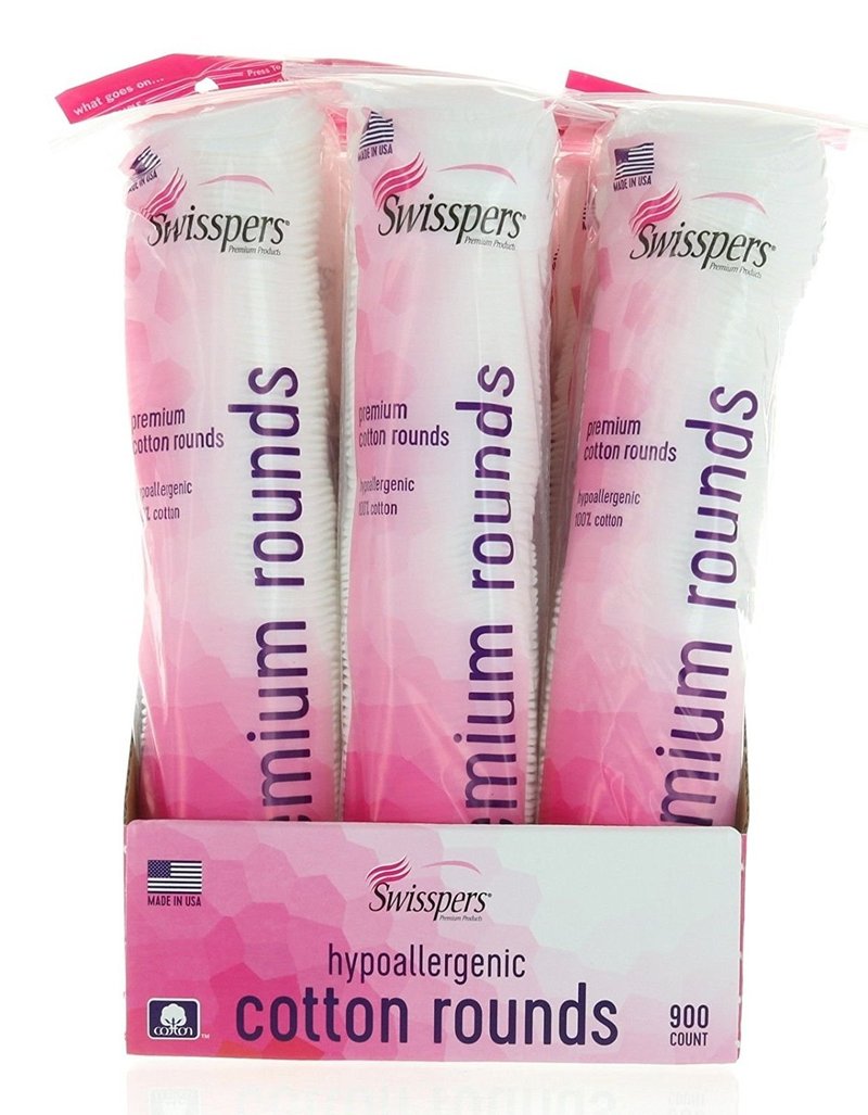 Swisspers Cotton Rounds - Premium Hypoallergenic Makeup Remover | 900 Count