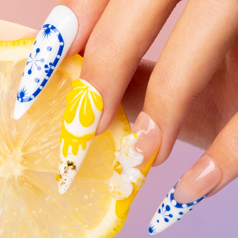 LOVFUL Press on Nails Royal Crimson | Handmade with Full Covered Crystals | Reusable Full Cover Nails | Stiletto Classic Regular 1.3 in | H383-S