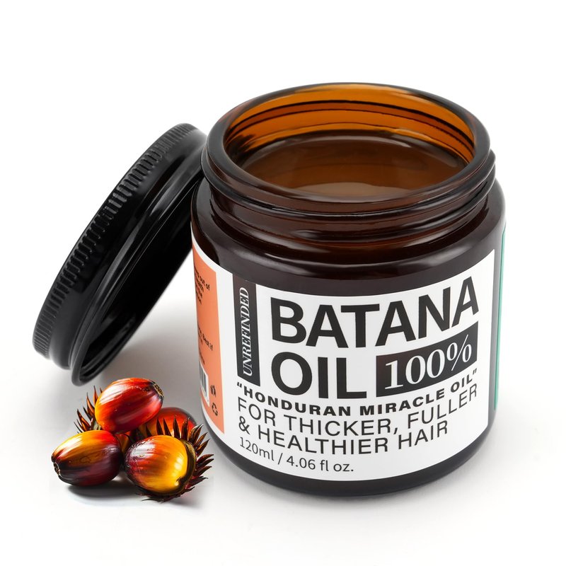 Batana Oil for Hair Growth Dr. Sebi 100% Natural, Unrefined and Organic Batana Oil from Honduras, for Frizz, Split Ends, Texture & Shine, 4.06 Ounce Jar