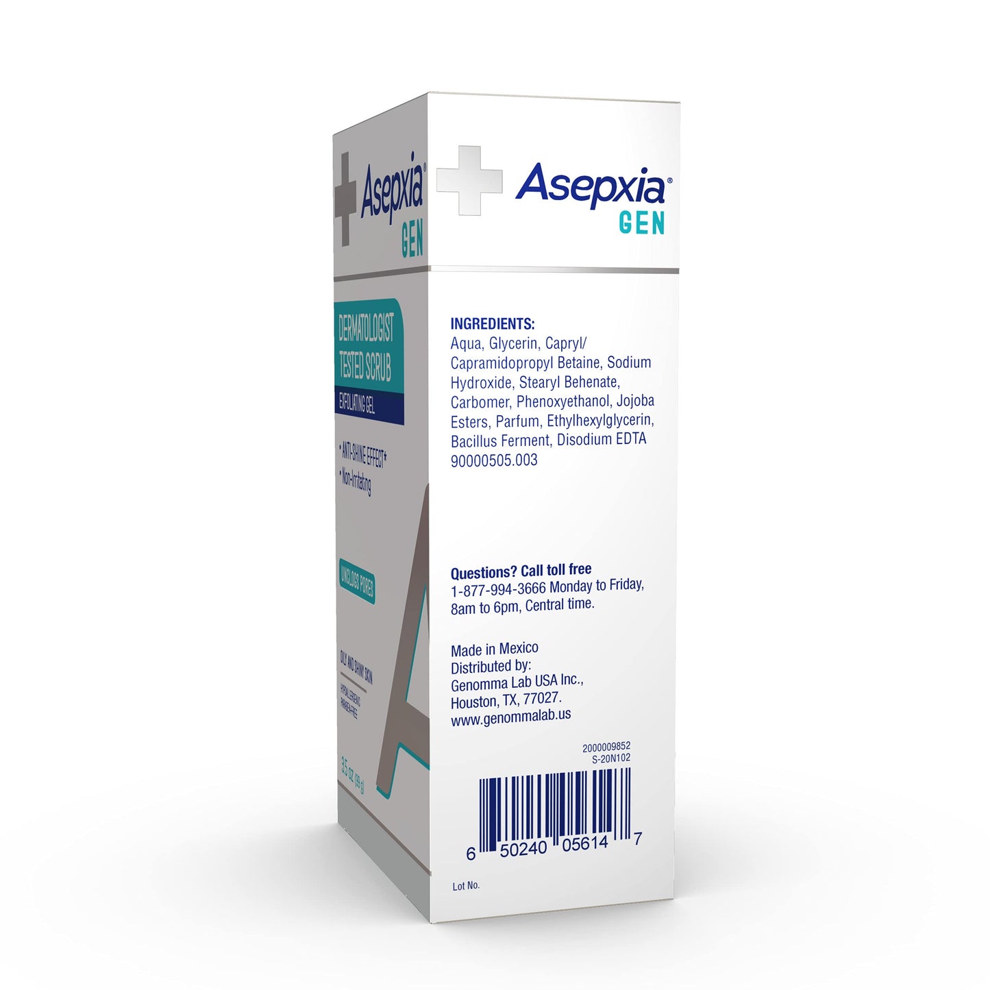 Asepxia GEN Facial Exfoliating Scrub Gel for Oily Skin with Anti-Brightness Effect, 3.5 Ounce
