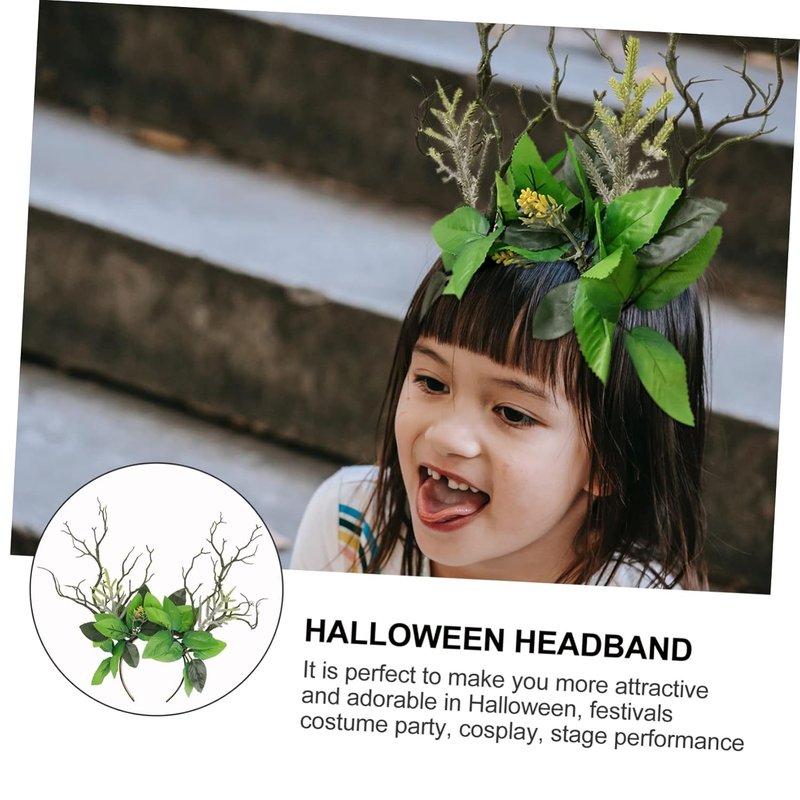 Floral Branch Leaves Headband - Women's Goth Hair Accessory | Festival Deer Antlers Decor