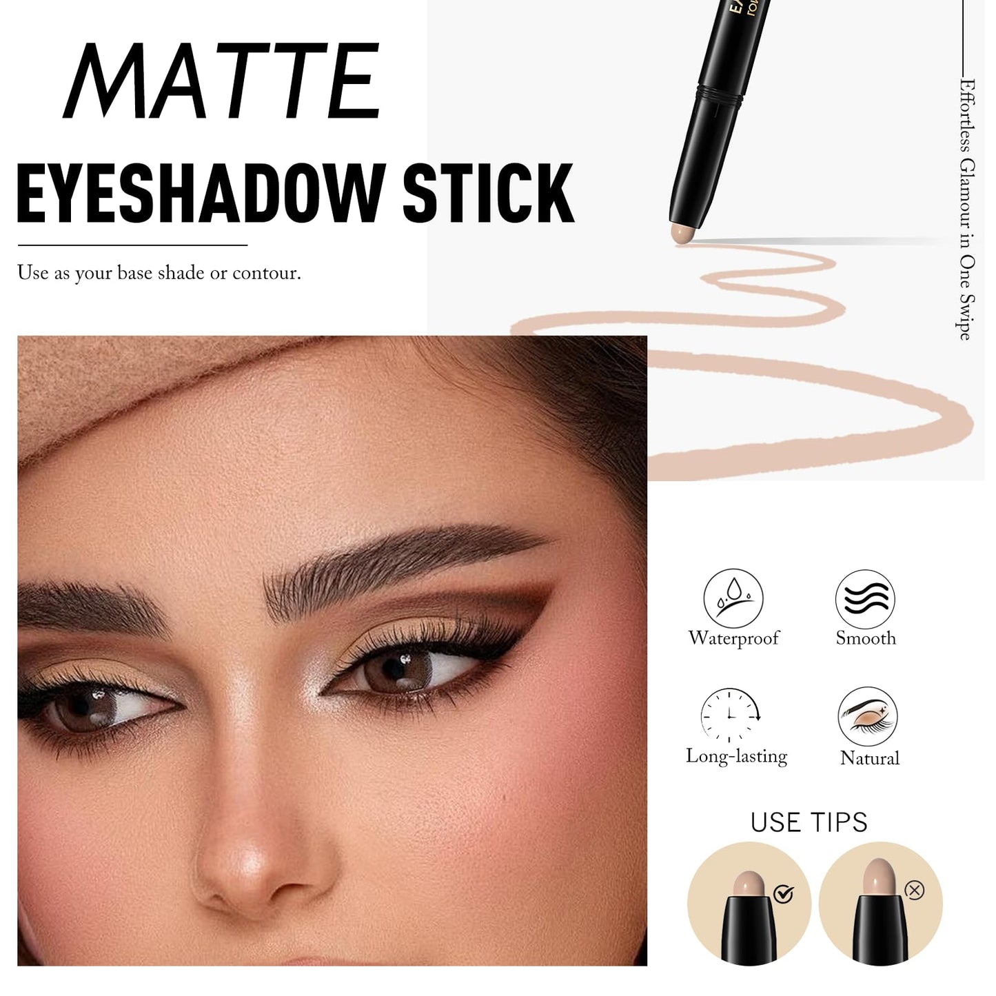 Wugbc Eyeshadow Stick Matte Eye Brightener Pencil Cream Nude Eye Shadow Base Crayon Long-Lasting Crease-Proof Naked Eyeshadow Blendable High Pigmented Single Eyeliner Makeup for Women, 3 DESERT