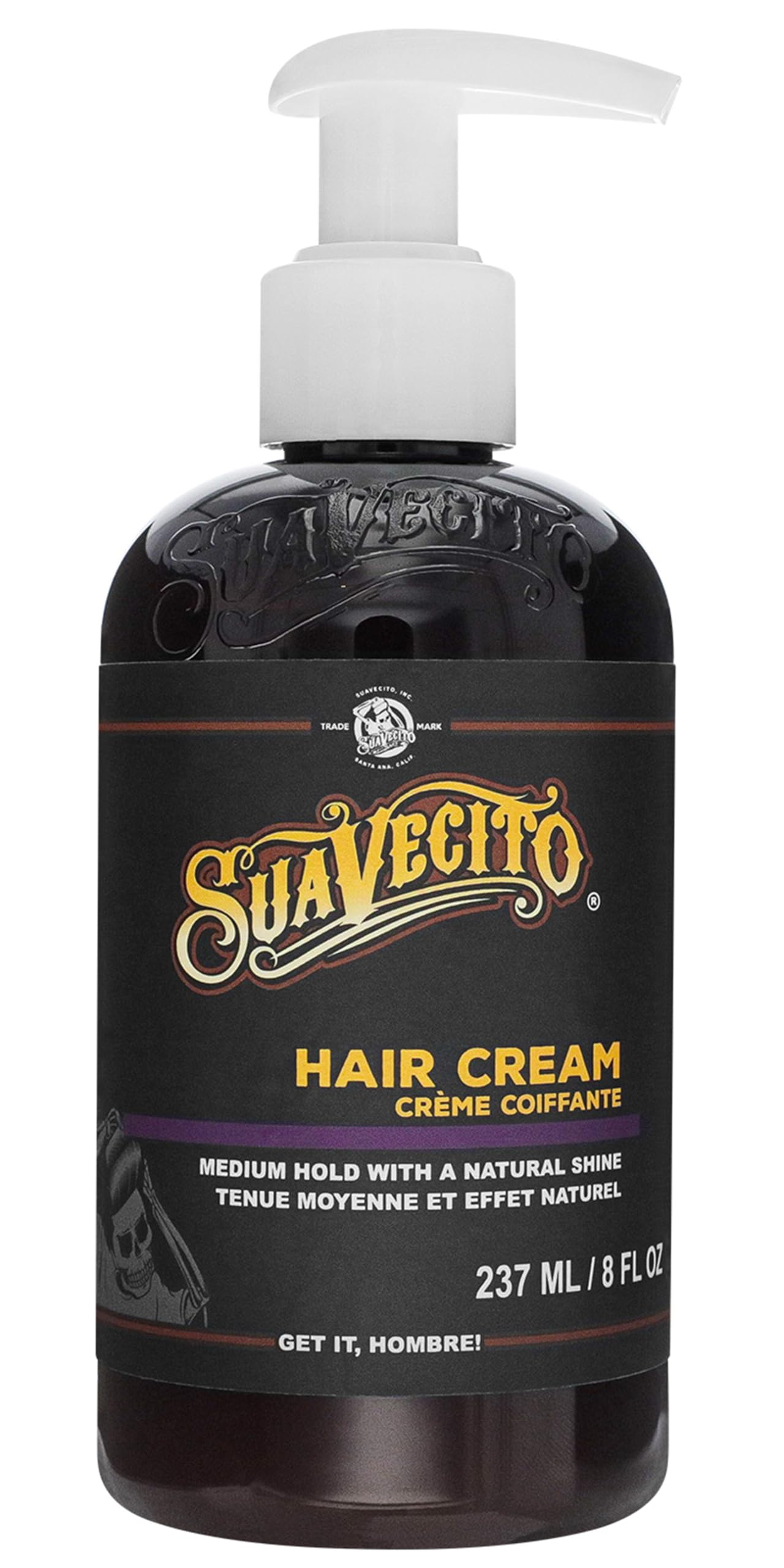 Suavecito Hair Cream Pump Bottle Medium Shine All Day Light Hold (8 oz)