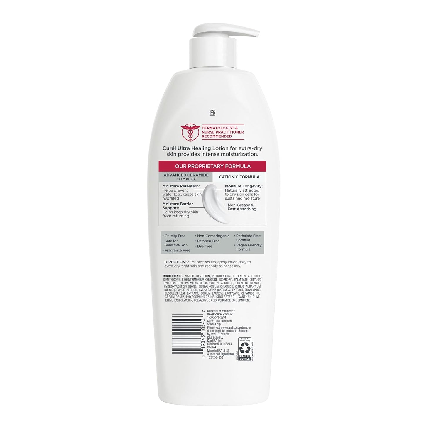 Curel Ultra Healing Lotion - Fragrance-Free Moisturizer for Extra-Dry Skin | 13 Oz, Pack of 3