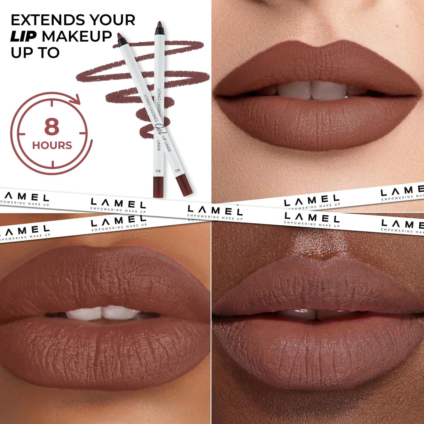 Lamel Gel Lip Liner Pencil – 5 Pack – 2-in-1 Waterproof Lip Liner Set