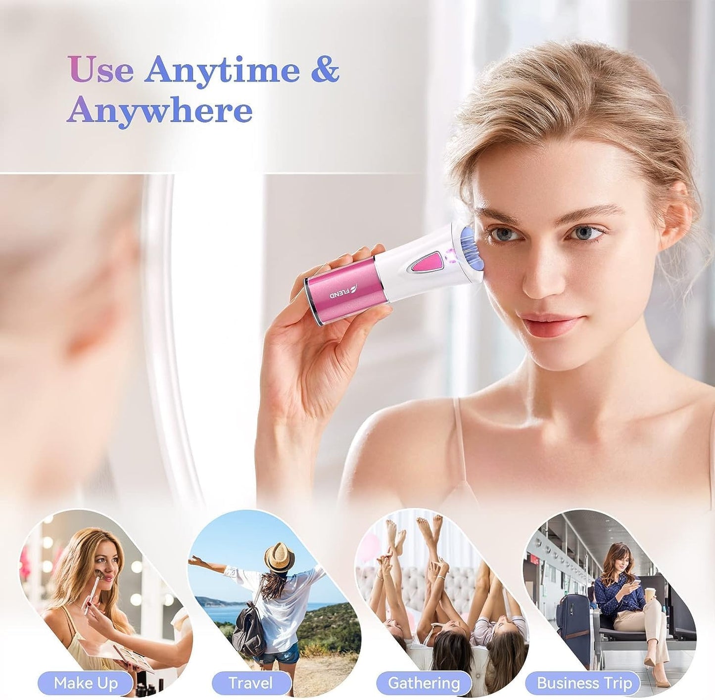 Mini Epilator - Facial Hair Remover for Women | Portable Electric Shaver with 9 Tweezers & LED Light for Precision