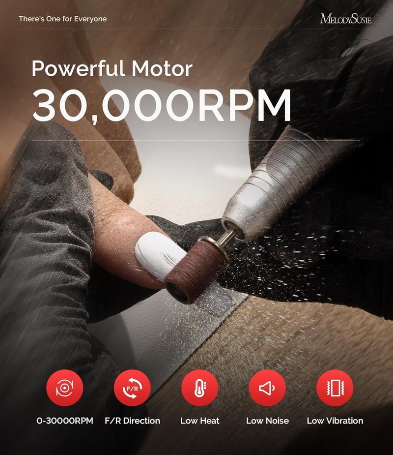 MelodySusie Nail Drill - 30000RPM Rechargeable E-File for Manicure & Gel Removal | Elegant Design for Home Use