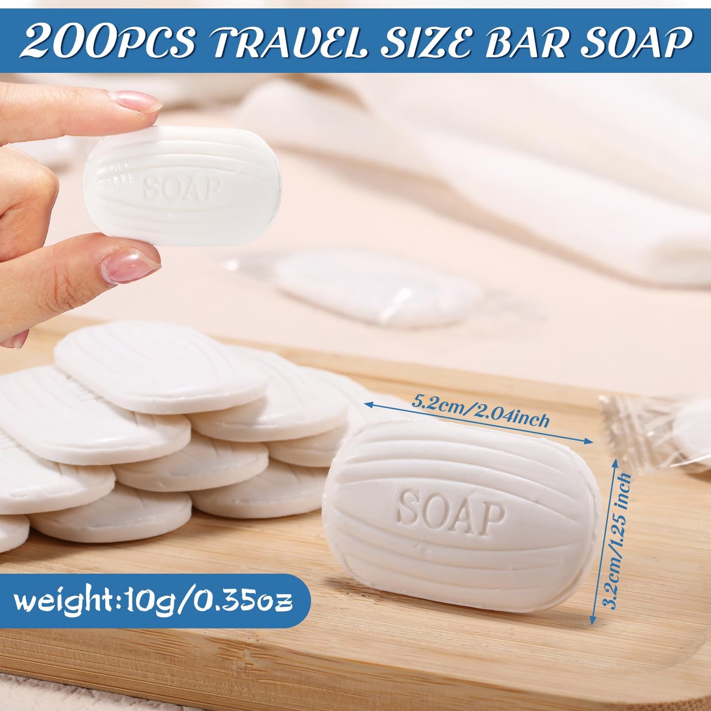 Heigble 200 Pcs 0.35 oz Mini Bar Soap in Bulk Individually Wrapped for Travel Size Hotel Soap Bars Amenities Toiletries for Guest Inns Hotels Bathroom Rentals Vacation