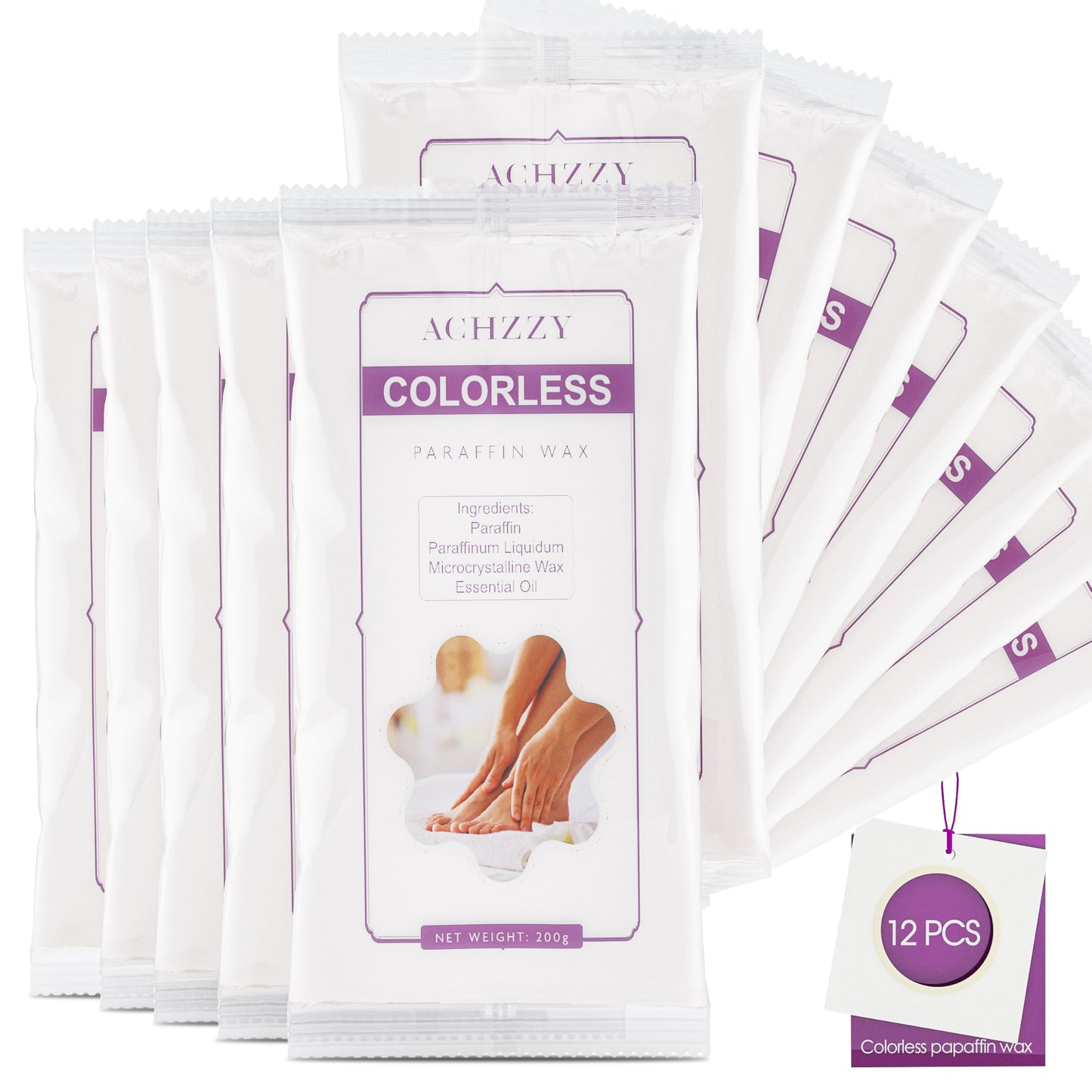 Achzzy Natural Paraffin Wax Refills, 12 Pack Paraffin Wax Blocks of Unscented for Paraffin Bath, Paraffin Wax for Hand and Feet for Deep Hydration, Moisturizing and Nourish (Unscented)