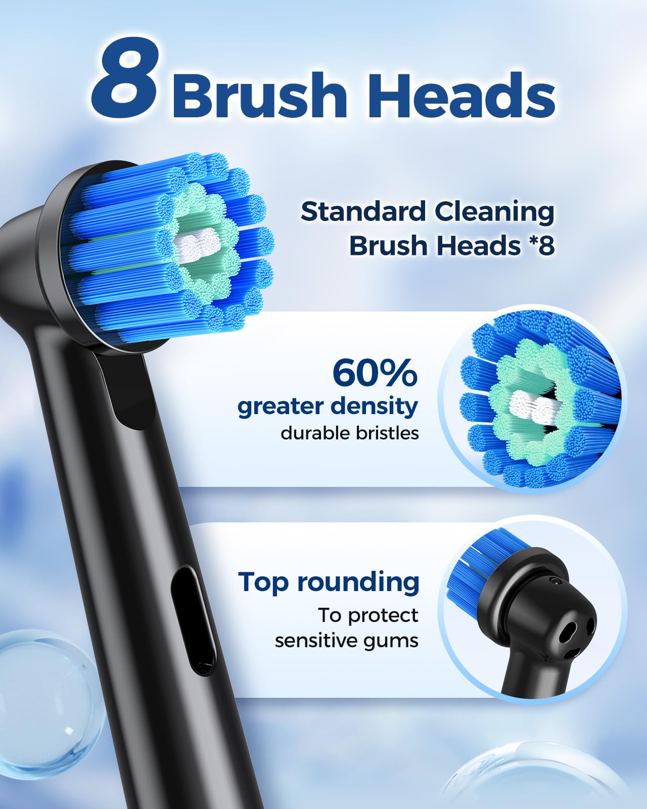 TEETHEORY Rotating Electric Toothbrush for Adults with 8 Brush Heads, Sensitive Gum Care Electric Toothbrush with 3 Modes and 2 Min Smart Timer, Rechargeable Last 60 Days (Black, 1 Count)