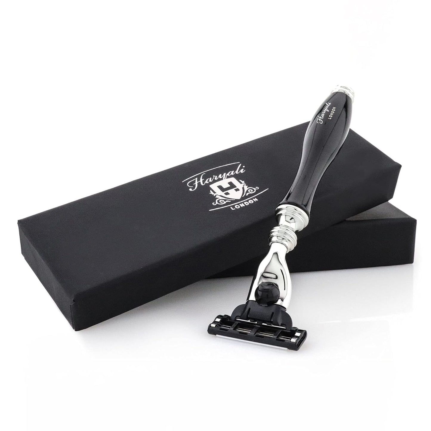 Haryali London 3 Edge Shaving Razor - Black Coated Handle | Beard & Mustache Safety Razor for Men & Women