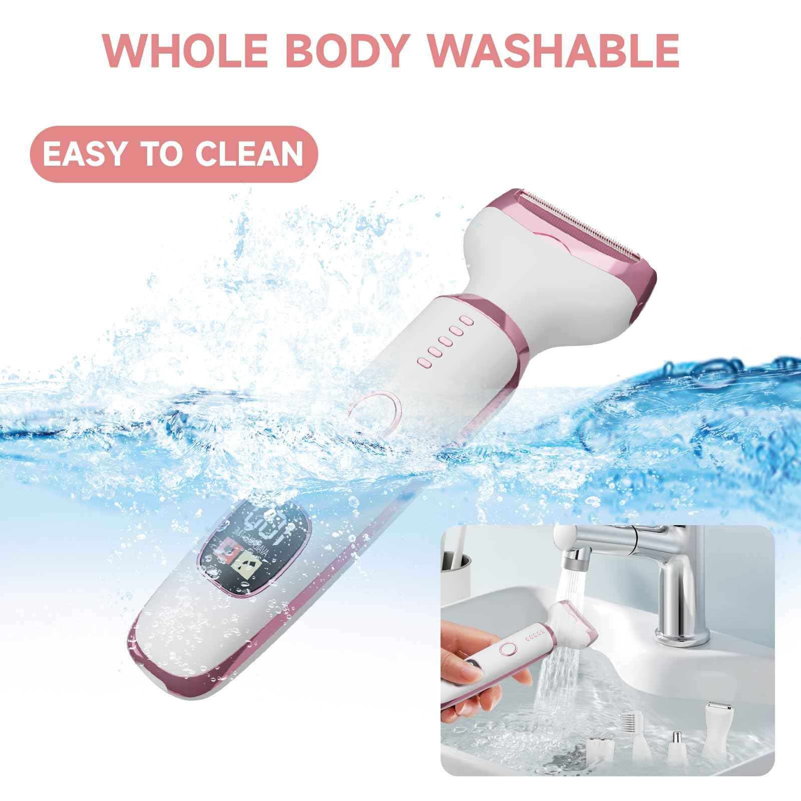 Electric Razor Shavers for Women 5 in 1 Electric Shaver for Women,Cordless Replaceable Facial Eyebrow Razors & Nose Hair Trimmer, Wet Dry Bikini Trimmer Pubic Hair Removal Gifts for Womens 3028A White