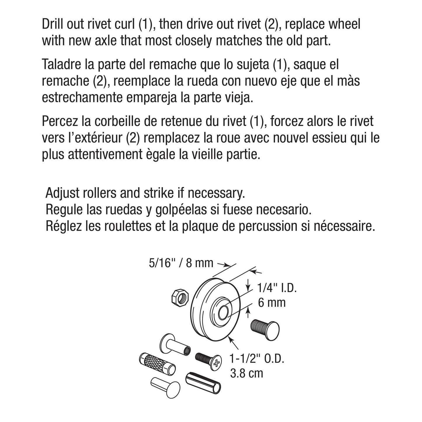 Prime-Line D 1797 1-1/2 In. Patio Roller Kit (2 Pack)