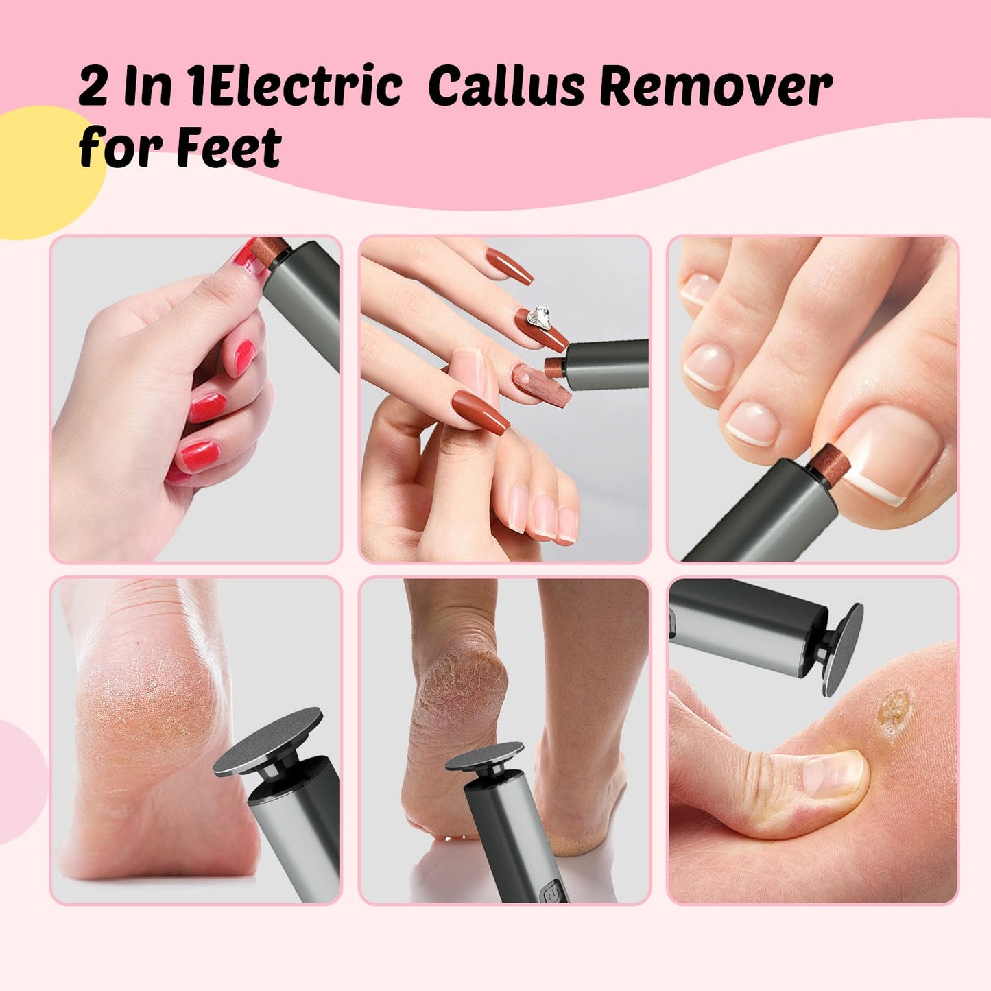 Electric Foot Callus Remover, 9-Speed for Dead Skin & Hard Calluses, Aluminum Alloy, Type-C Rechargeable, Replacement Discs, Spa-Like At-Home Pedicure, Relaxing Self-Care(Gunmetal)