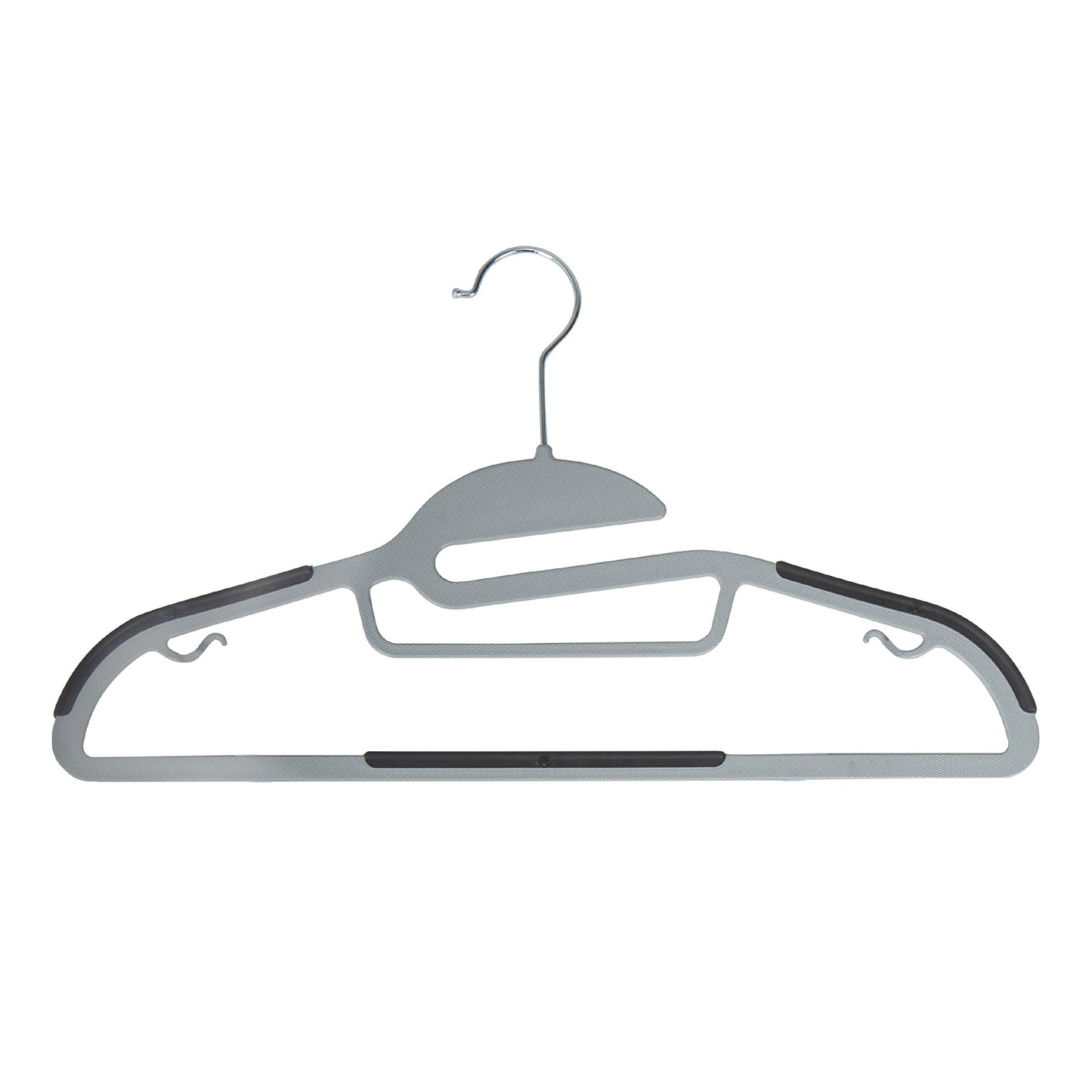 Simplify 8 Pack Ultimate Hanger | S-Shape Collar Saver | Ultra-Thin | Non-Slip | Accessory Bar | Belts | Scarves | Ties | Tank Top | Closet Organization | Light Grey
