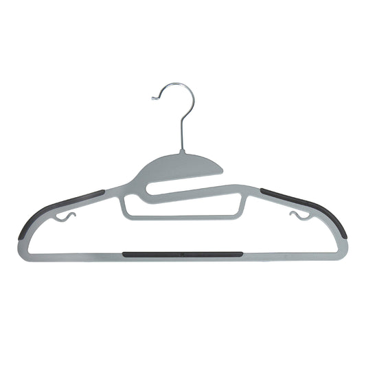 Simplify 8 Pack Ultimate Hanger | S-Shape Collar Saver | Ultra-Thin | Non-Slip | Accessory Bar | Belts | Scarves | Ties | Tank Top | Closet Organization | Light Grey