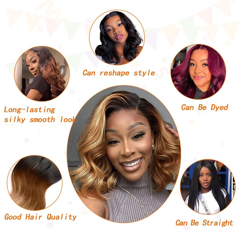 Ombre Human Hair Bundles Body Wave 4 bundle human hair 12A Virgin Unprocessed Human Hair Short Bundles Ombre Blonde Bundles(8888，1B/30)