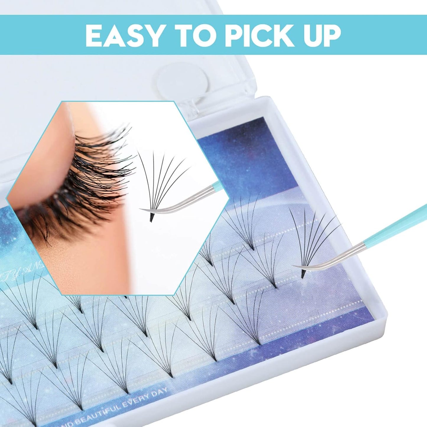 Lash Tweezers for Eyelash Extensions - Professional 5-Piece Curved Isolation Set | Blue Fiber Tip