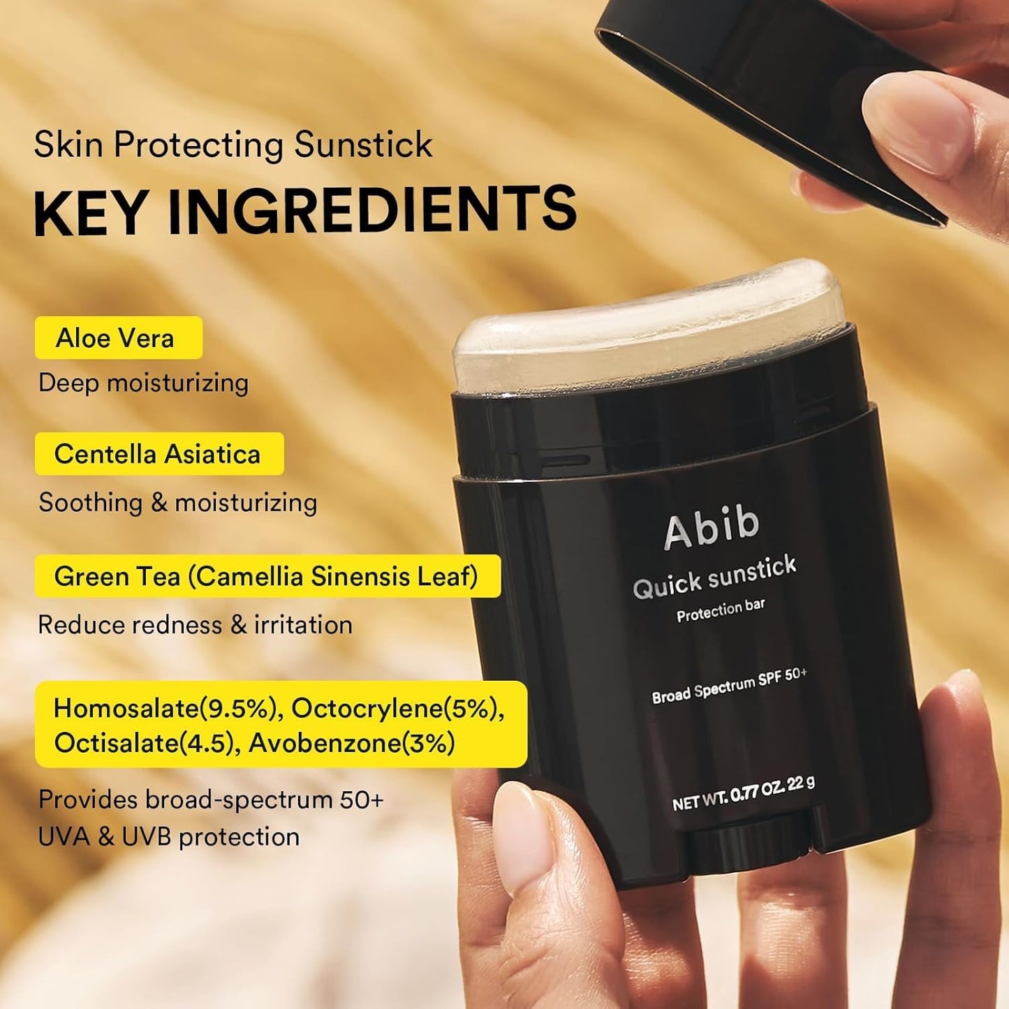 Abib Quick Sunstick SPF 50+ | Broad Spectrum Sunscreen Stick for Dry & Sensitive Skin - No White Cast, 0.77 oz